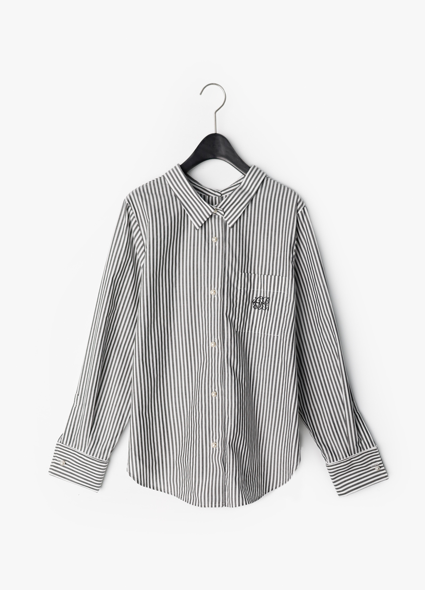 直紋珍珠釦2WAY襯衫